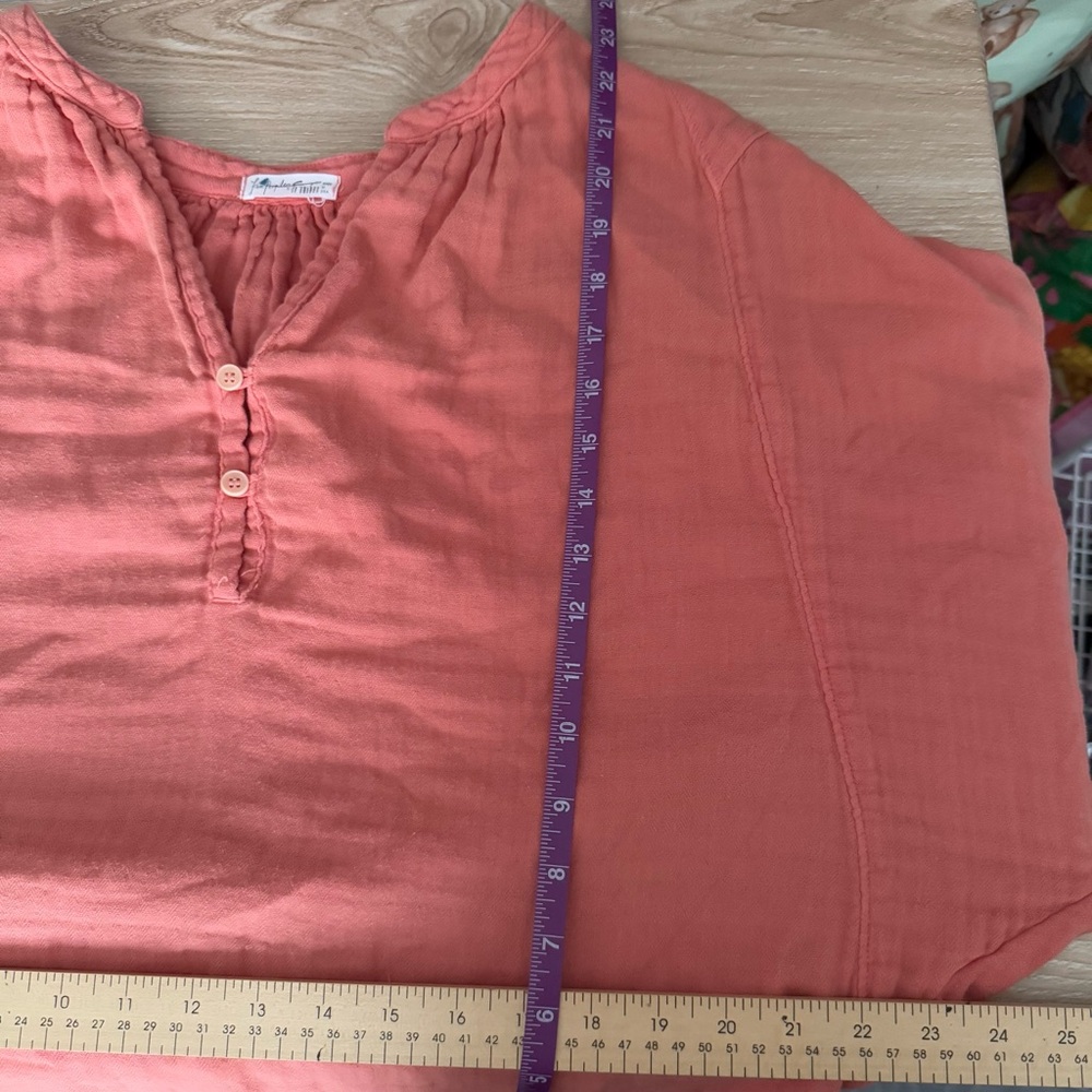 Free People CP Shades Small Swing Top Coral‎ Orange Gauze Cotton Relaxed Boho - Picture 7 of 8